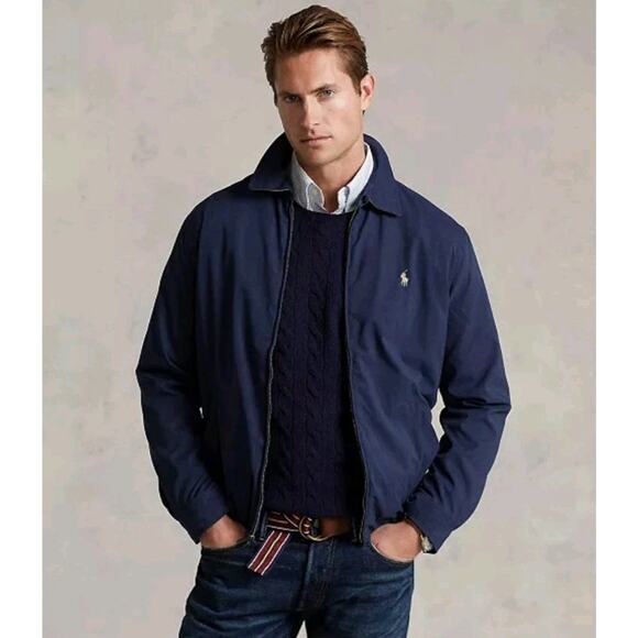 Polo Ralph Lauren Mens Windbreaker Lightweight Jacket Twill Full Zip Navy XL - Picture 1 of 16